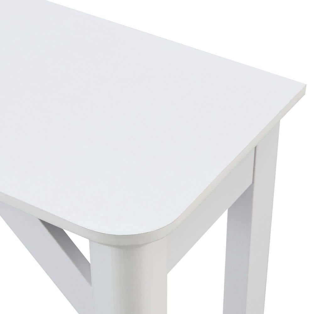Convenience Concepts Winston Hall Table with Shelf in White Wood Finish