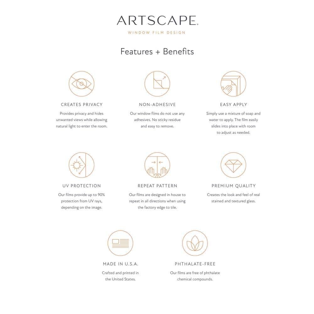 24" x 36" Silver Fern Window Film - Artscape: Decorative, Non-Adhesive, Easy Apply Vinyl