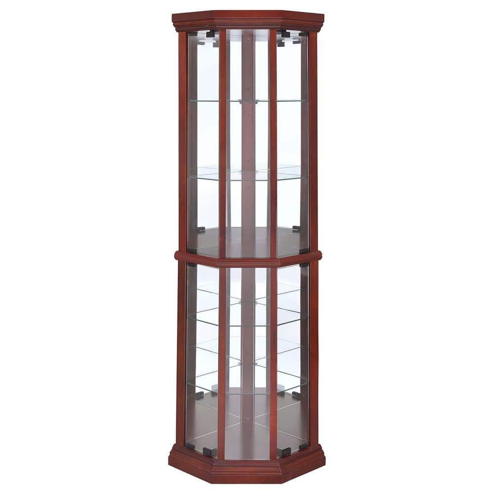 Coaster Appledale Traditional 6 Shelf Corner Curio Cabinet with Glass Doors Medium Brown