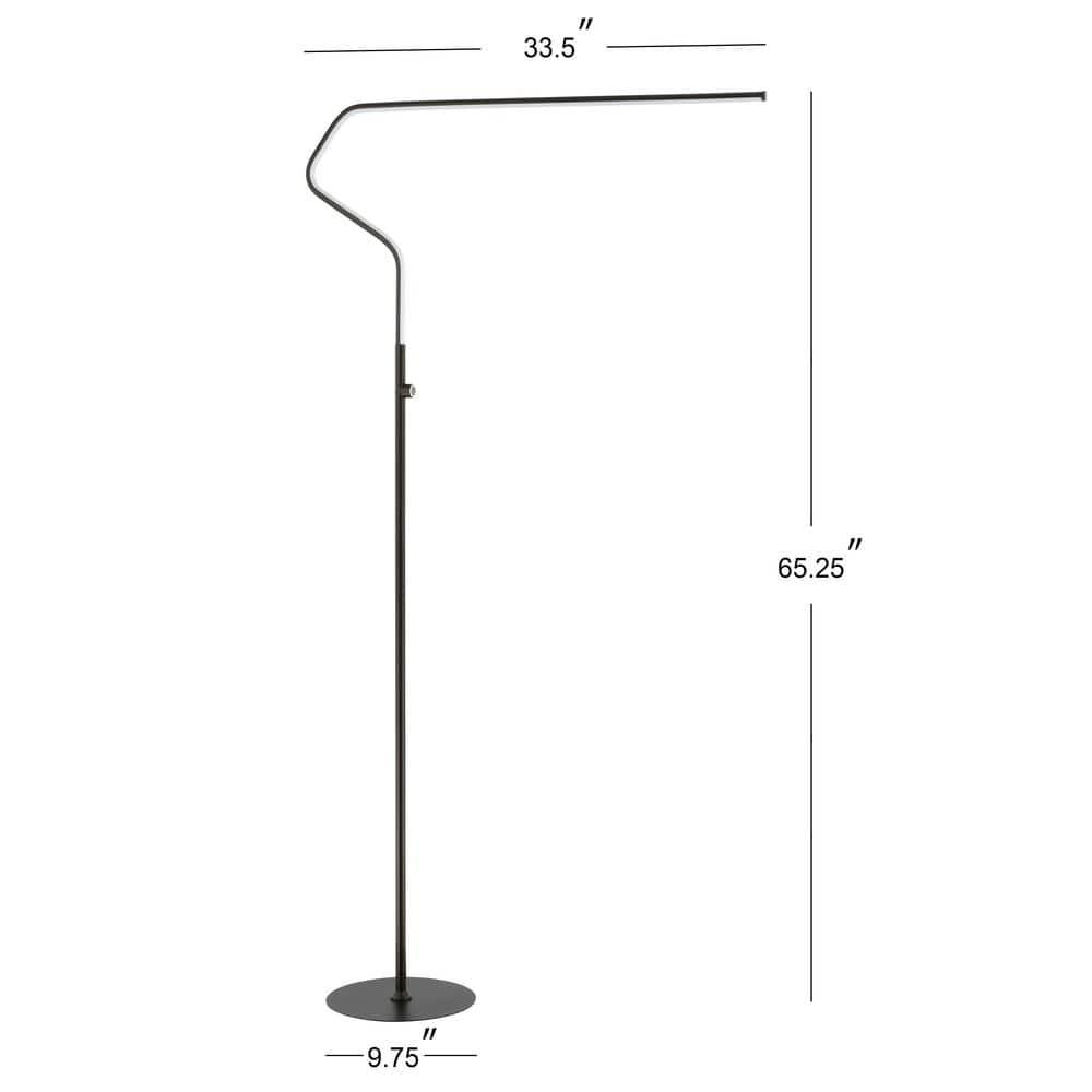JONATHAN Y JYL7020B Julian 65.25" Integrated LED Metal Floor Lamp, Minimalistic, Modern, Contemporary for living room, dinning room, bedroom, office, Black
