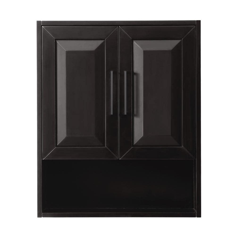 Wyndham Collection WCV2525WCEB Dark Espresso Daria Over-the-Toilet Bathroom Wall-Mounted Storage Cabinet with Matte Black Trim