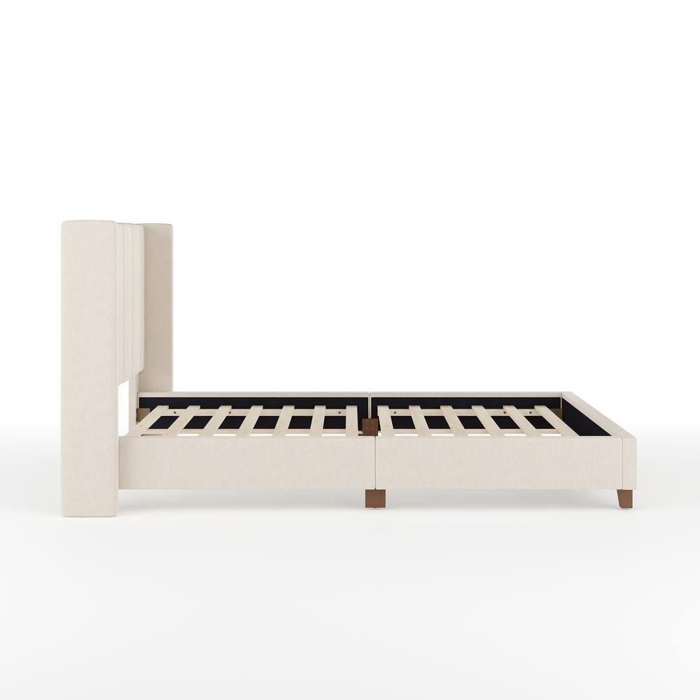 Martha Stewart Martha Stewart Kay Upholstered Platform Bed With Channel Stitched Wingback Headboard