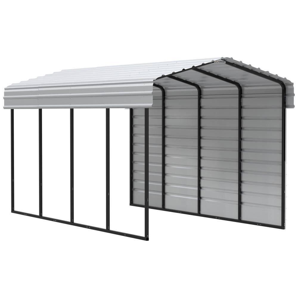 Arrow Arrow Steel Carport with 1 Side Wall Kit, 10x20x09