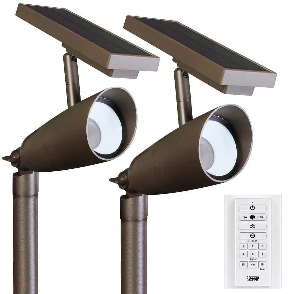 FeitElectric Feit OneSync Bronze Solar Powered/Remote LED Spotlight 2 pk