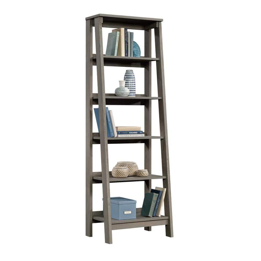 71.14" Trestle 5 Shelf Bookcase Mystic Oak - Sauder: Open Display, Fixed Shelves