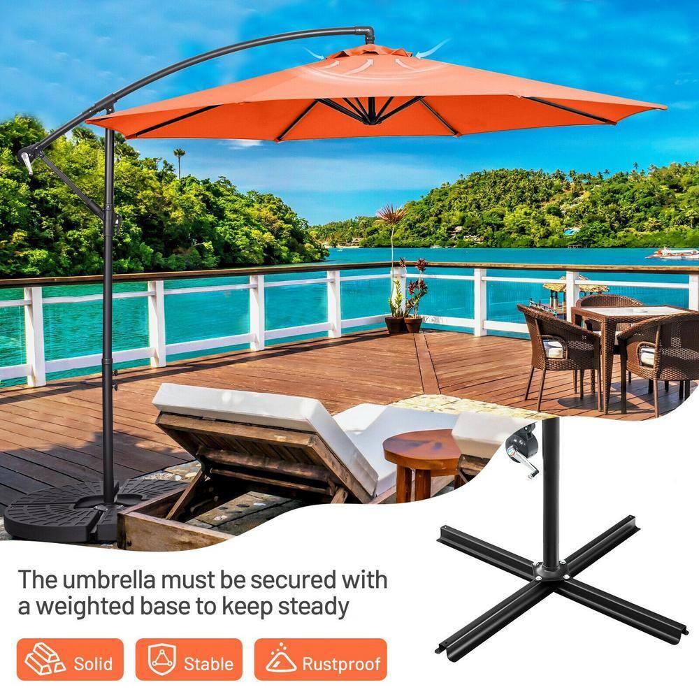 Tangkula 10FT Patio Offset Umbrella 8 Ribs Cantilever Umbrella w/Crank for Poolside Yard Lawn Garden Orange