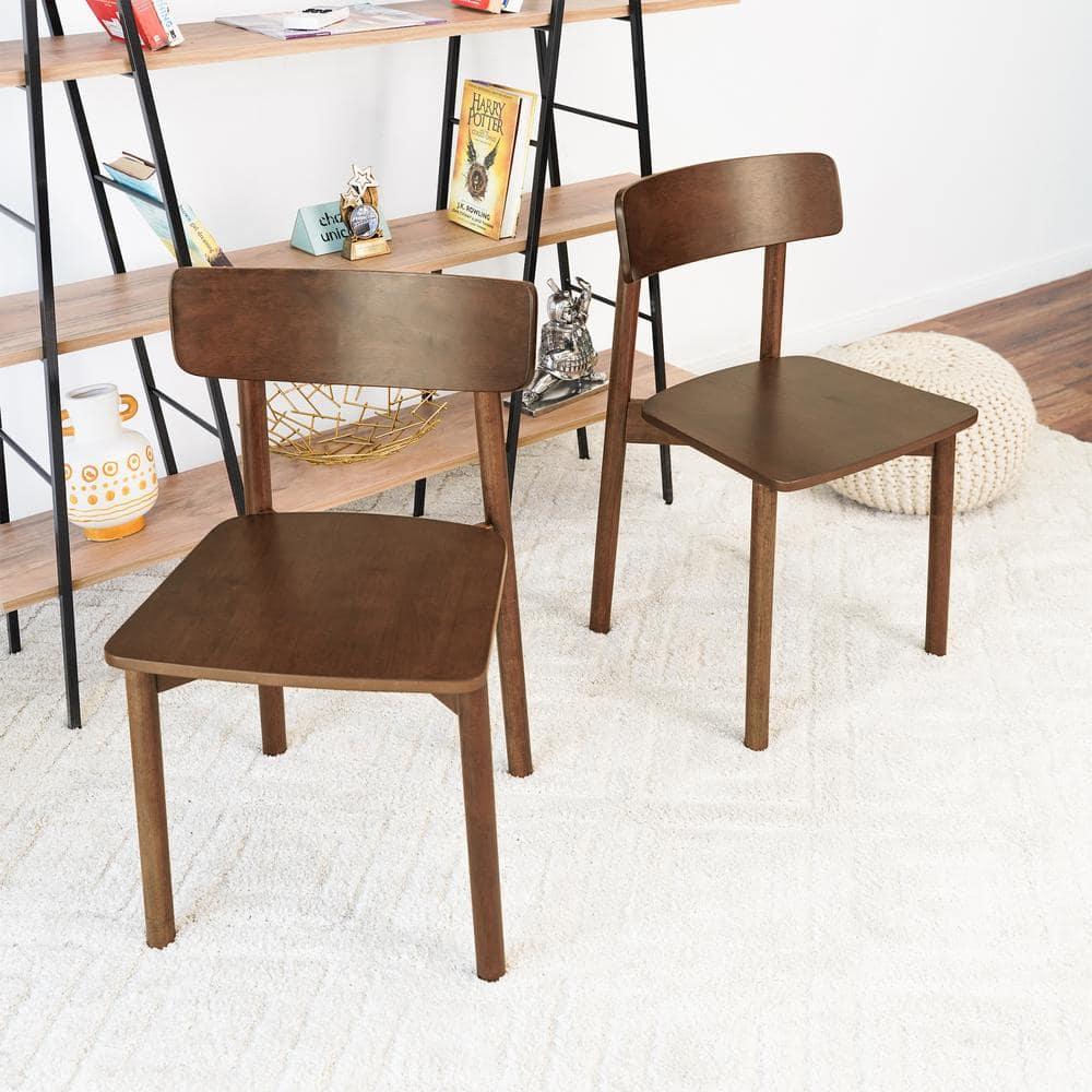 Peterson Mid Century Modern Solid Wood Walnut Dining Chairs (Set of 2)