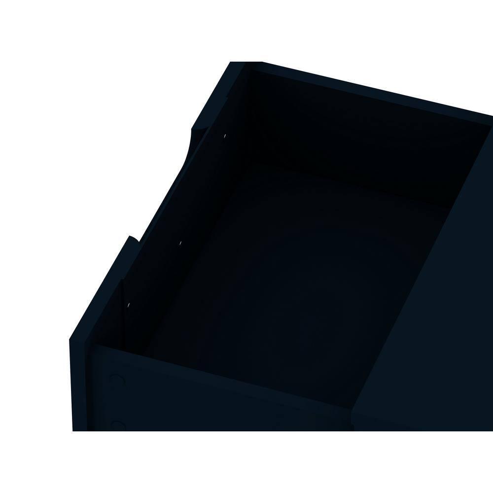Set of 2 Rockefeller 2 Drawer Nightstands Tatiana Midnight Blue - Manhattan Comfort: Modern Splayed Metal Legs, MDF