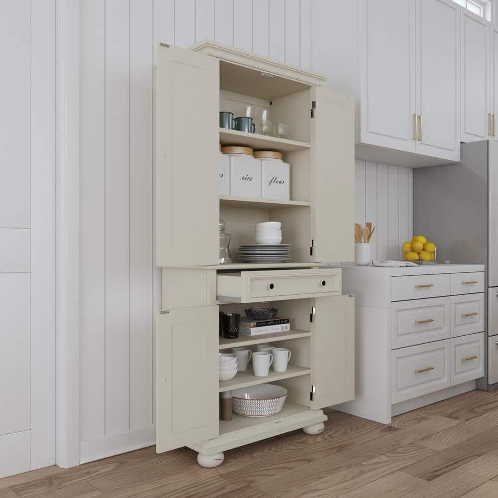 Home Styles Dover Kitchen Pantry White : Hardwood Construction, 4-Door Design, Adjustable Shelves, 1 Drawer