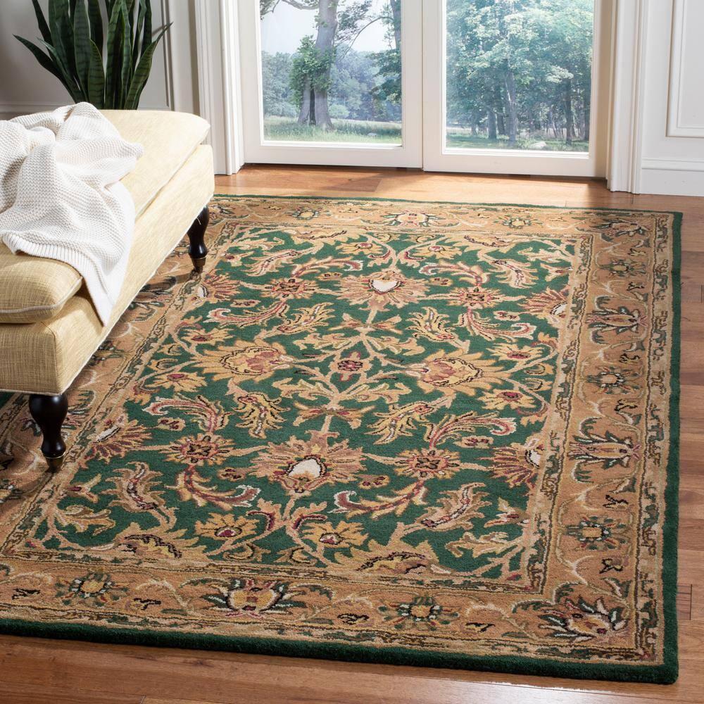 Heritage HG628 Hand Tufted Area Rug - Dark Green/Gold - 4'x6' - Safavieh.