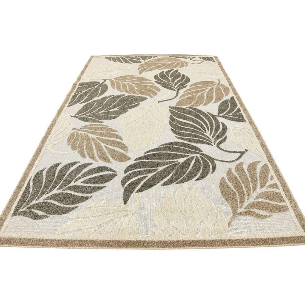 Unique Loom 6' 1 x 9' 0 Beige Outdoor Botanical Augusta Area Rug