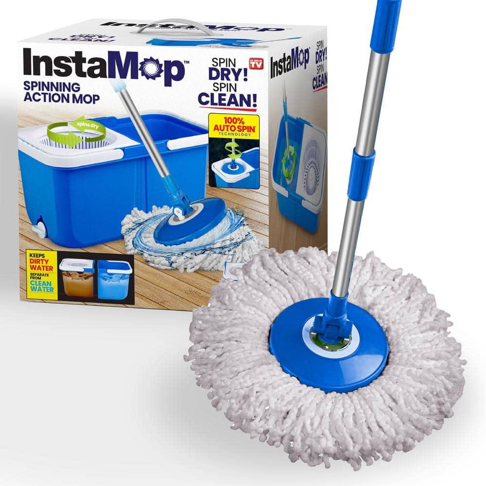InstaMop Spinning Action Mop – Dual Bucket System with 100% Auto Spin Technology, 360° Swivel, Machine Washable Head