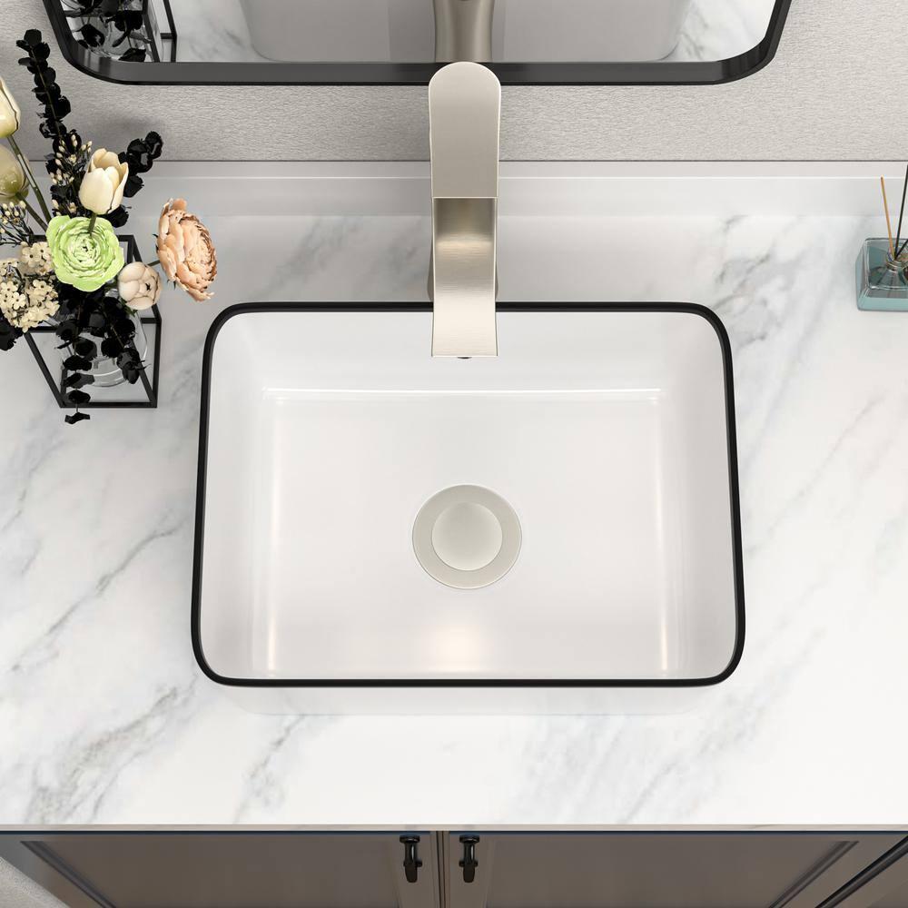 19 x 15 Inch Ceramic Rectangular Vessel Bathroom Sink Above Counter White Sink Bathroom Vessel Sink