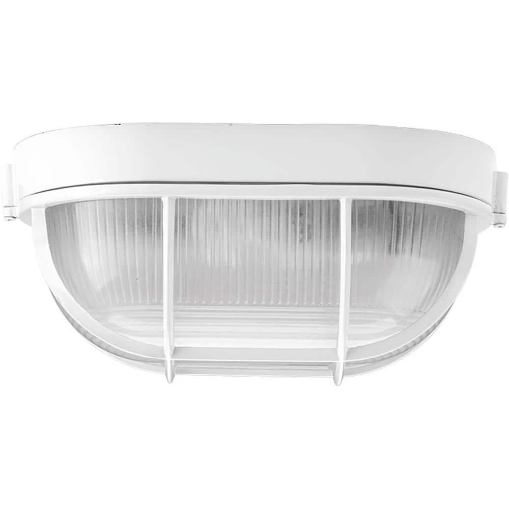 Progress Lighting Bulkheads 1-Light Flush Mount, White, Polycarbonate Shade