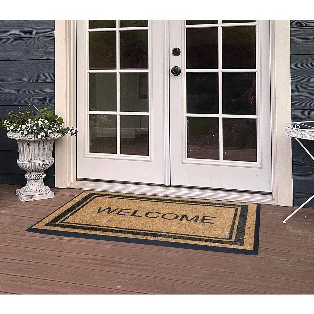 A1HC Natural Coir & Rubber Welcome Door Mat, 30x48, Thick Durable Doormats for, Heavy Duty Large Size Doormat, Anti-Shed Doormat, Fade-Resistant Door mat, Long Lasting, Front Door Entry Doormat