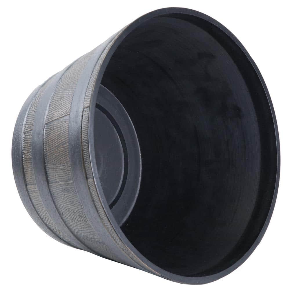 ardenised 4-Piece Round Half Barrel Flower Pots Rustic Farmhouse Style Faux Wood Planter Containers for Indoor & Outdoor Use