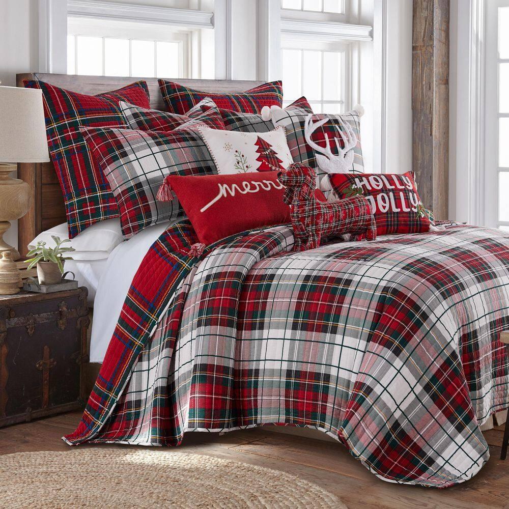 Thatch Home Spencer Plaid by Levtex Home - Decorative Pillow (14X18in.) - Holly Jolly - Red, White, Black, Green, Blue