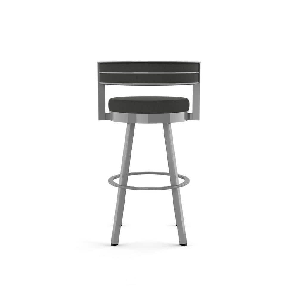 Amisco Browser 30 In. Swivel Bar Stool - Charcoal Grey Polyester / Metallic Grey Metal