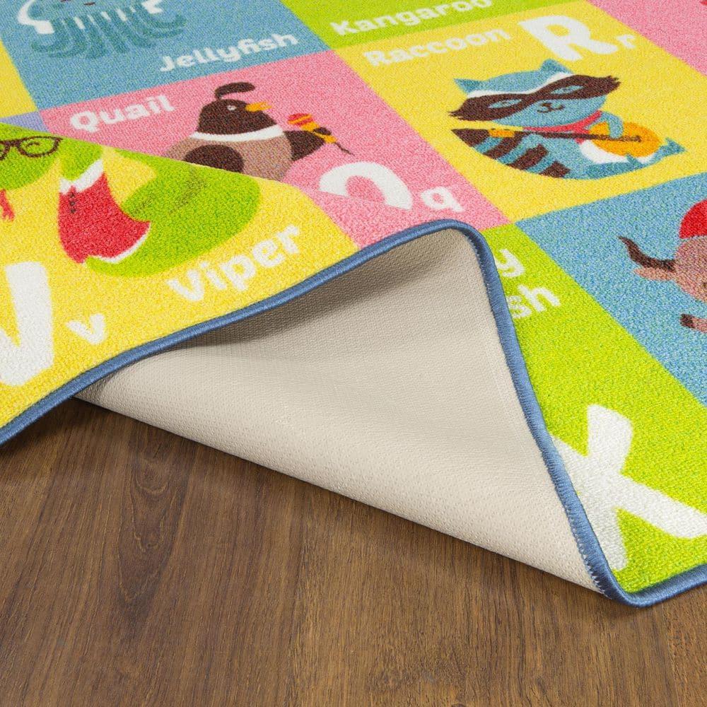 KC CUBS Boy & Girl Kids ABC Alphabet Animal Educational Learning & Fun Game Play Area Non Slip Nursery Bedroom Classroom Rug Carpet, 3' 3" x 4' 11"