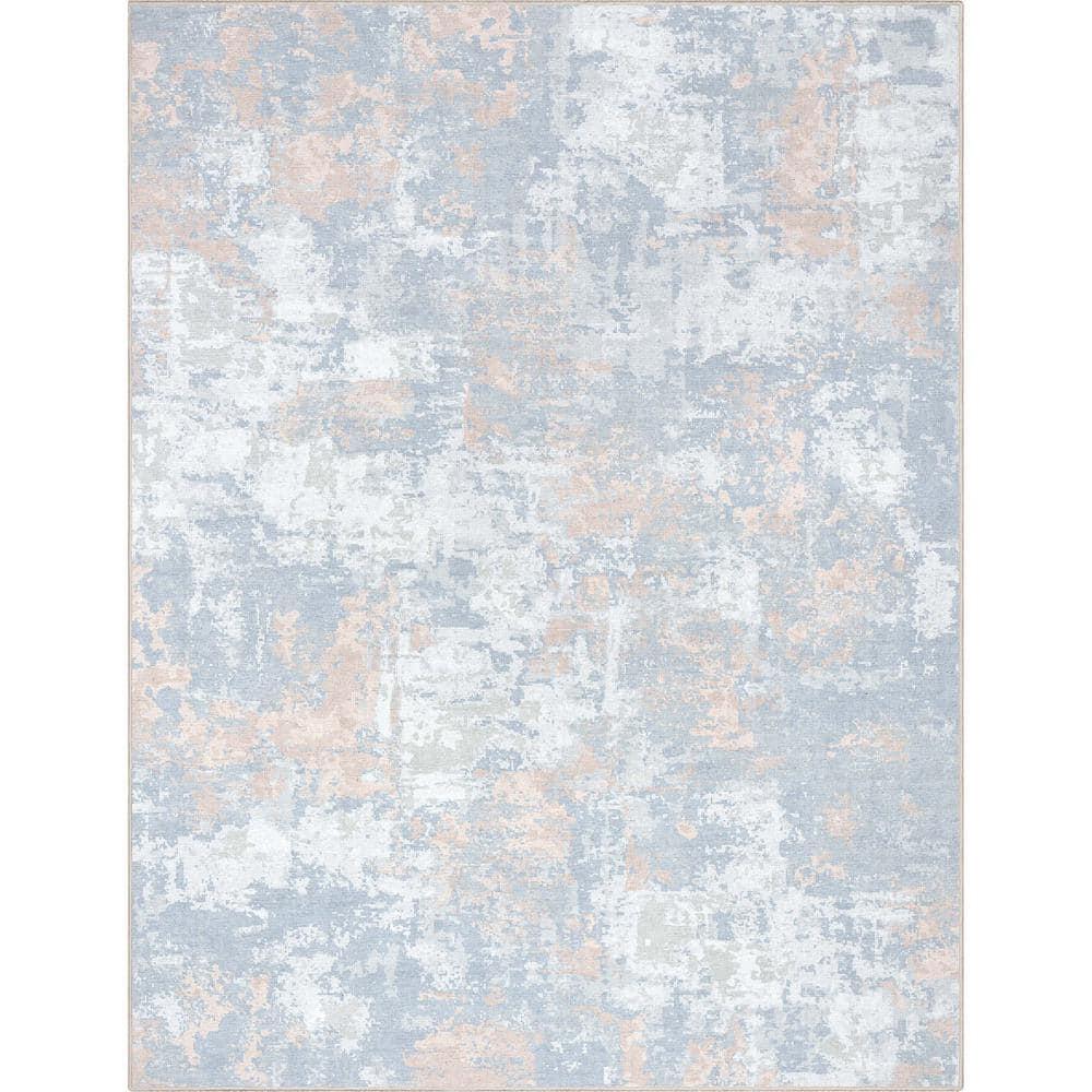 Nuzzo Marrakech Mid-Century Modern Brushstroke Flat-Weave Blue Coral Area Rug