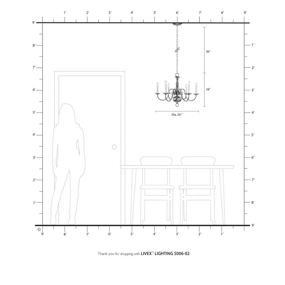 Livex Williamsburgh Chandelier in Polished Brass
