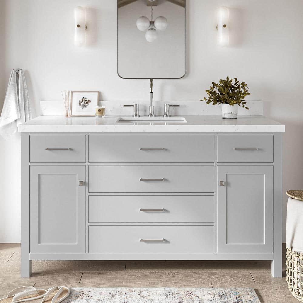 Ariel H060scqrvo Bristol 60" Free Standing Single Basin Vanity Set - Grey