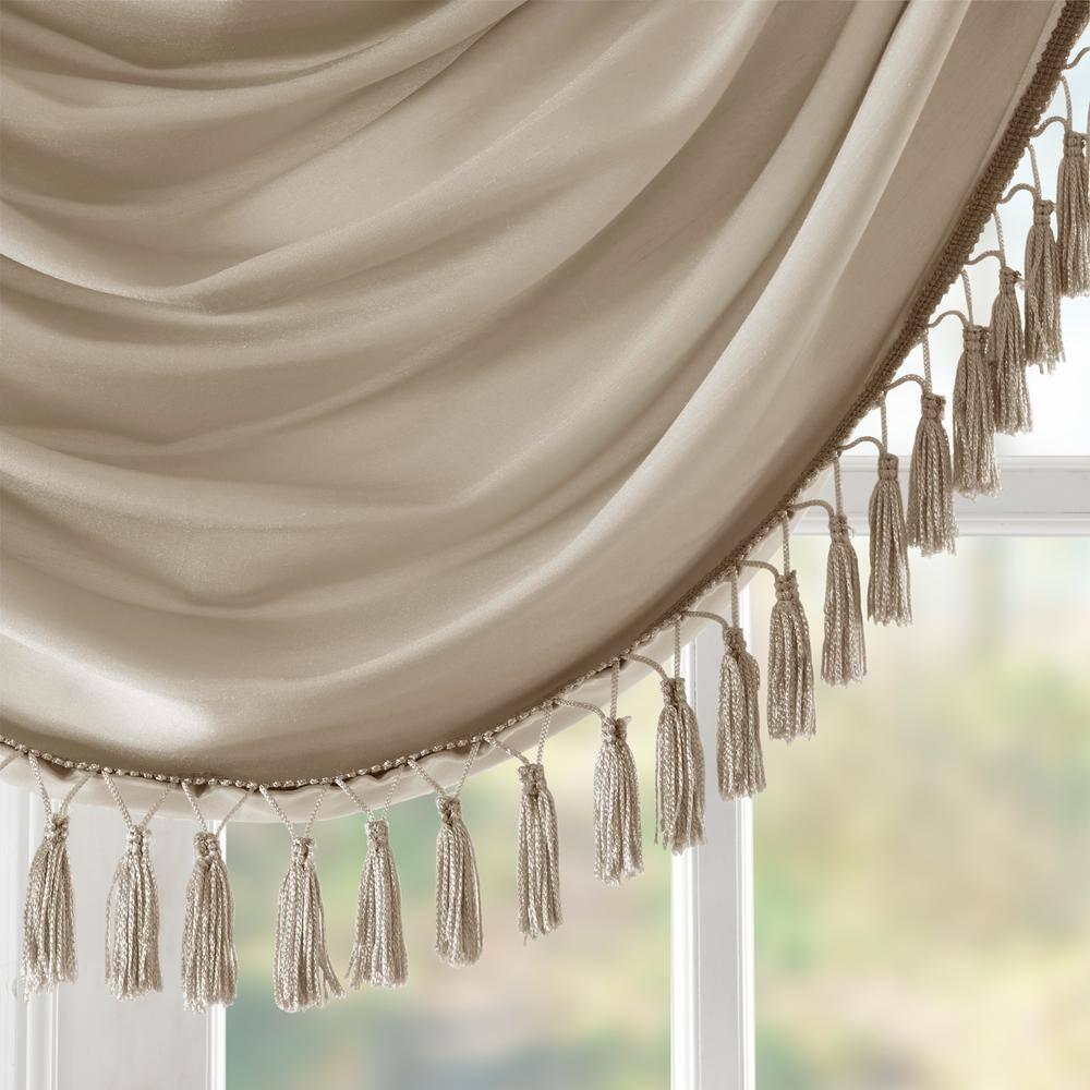 Madison Park Elena Faux Silk Waterfall Embellished 38'' W Window Valance