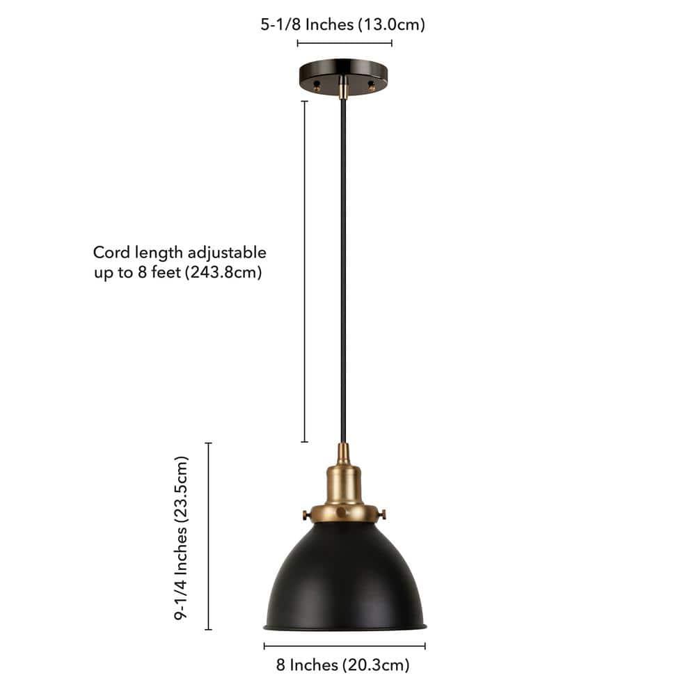 Evelyn&Zoe 8" Black/Brass Metal Pendant