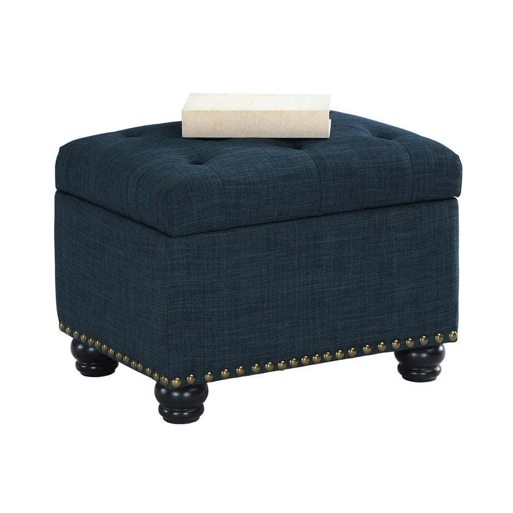 Convenience Concepts Designs4Comfort 5th Avenue Storage Ottoman, Dark Blue Fabric