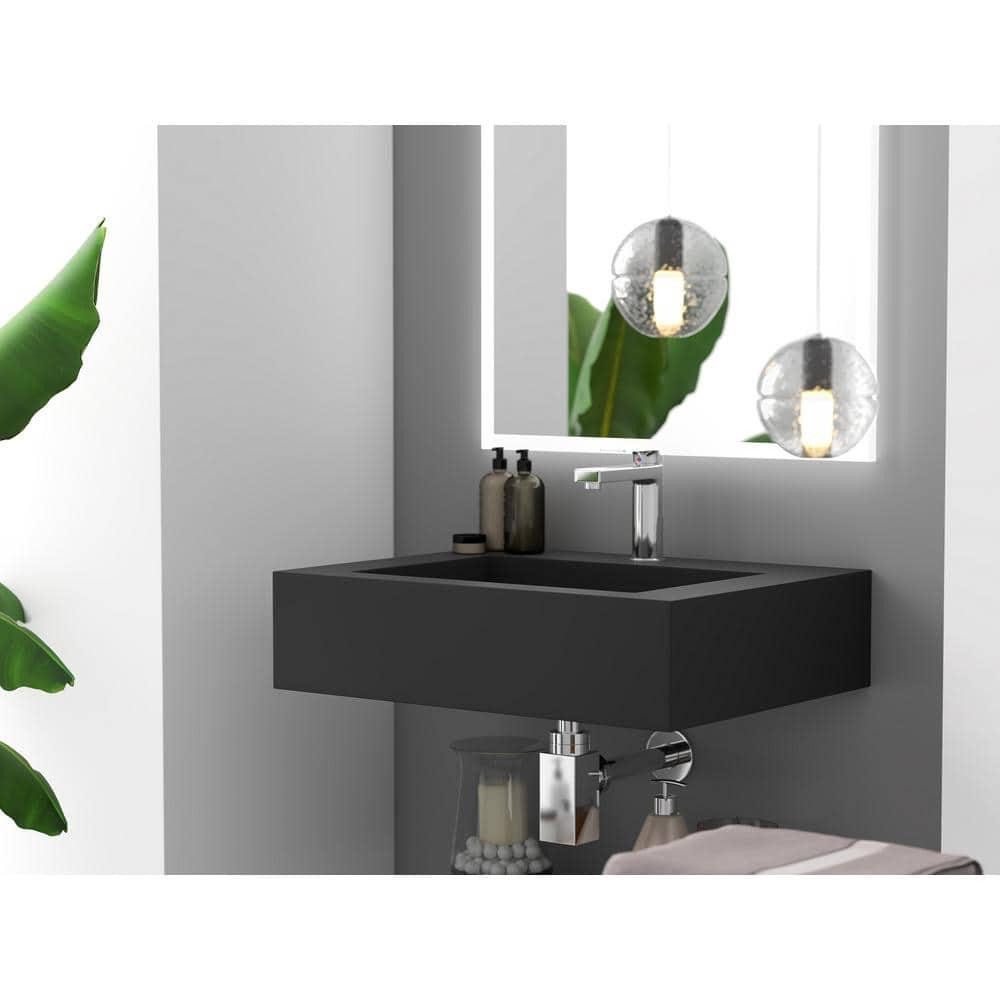 Pyramid 24" Wall-Mounted Modern Bathroom Sink with Ramp Basin
