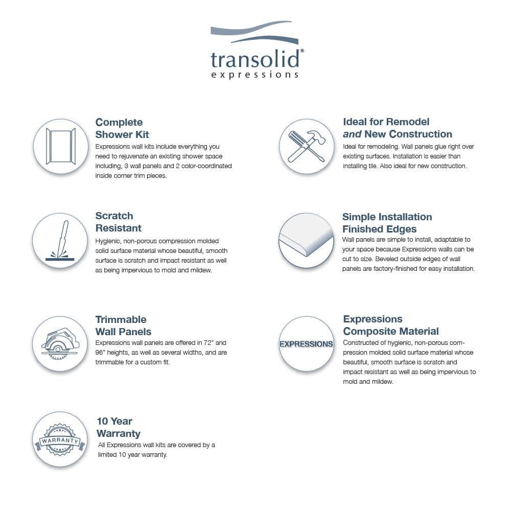 Transolid Expressions 60'' W 36'' D 72'' H Glue Up Solid Surface Wall