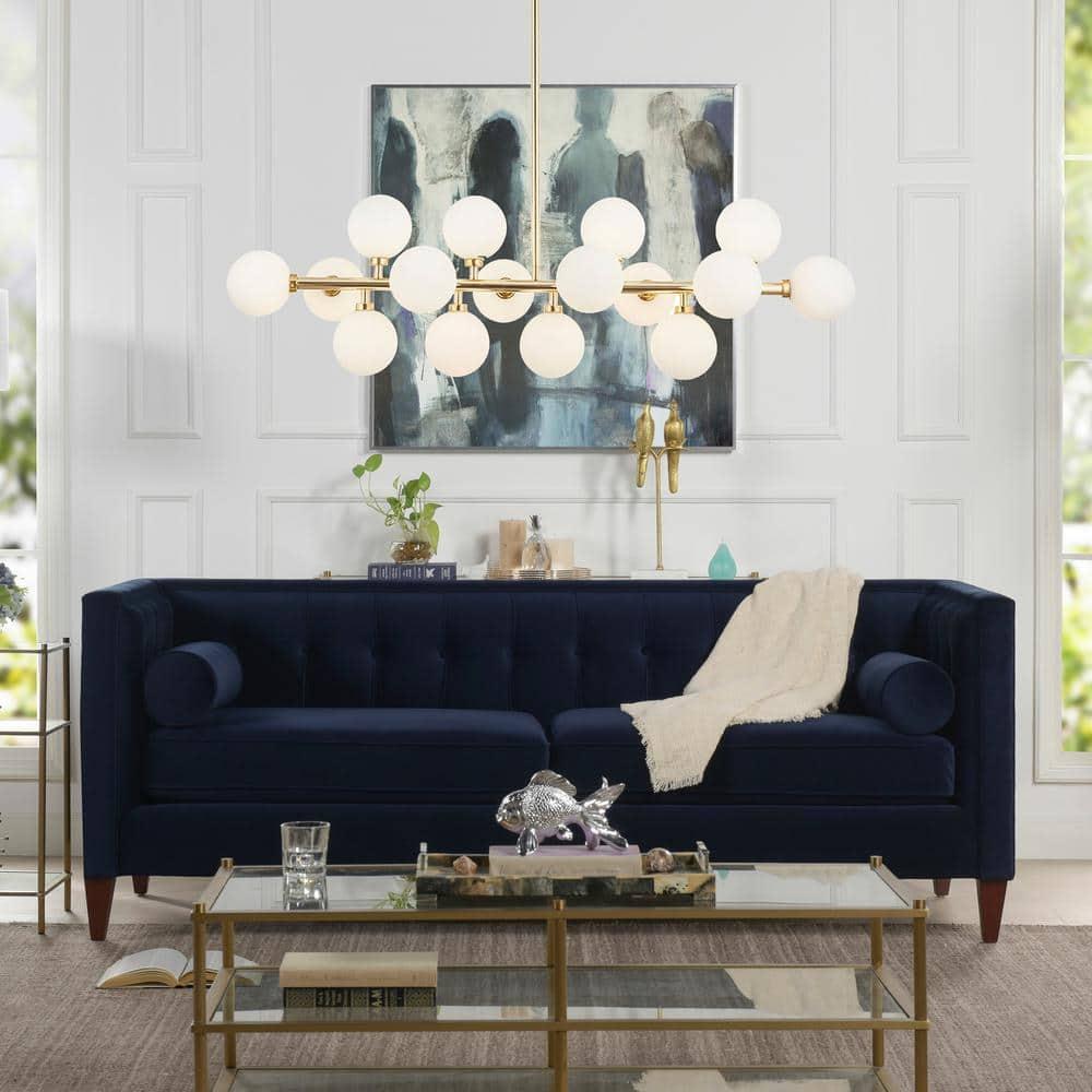 Jack 84" Tufted Tuxedo Sofa Double Cushion Dark Navy Blue