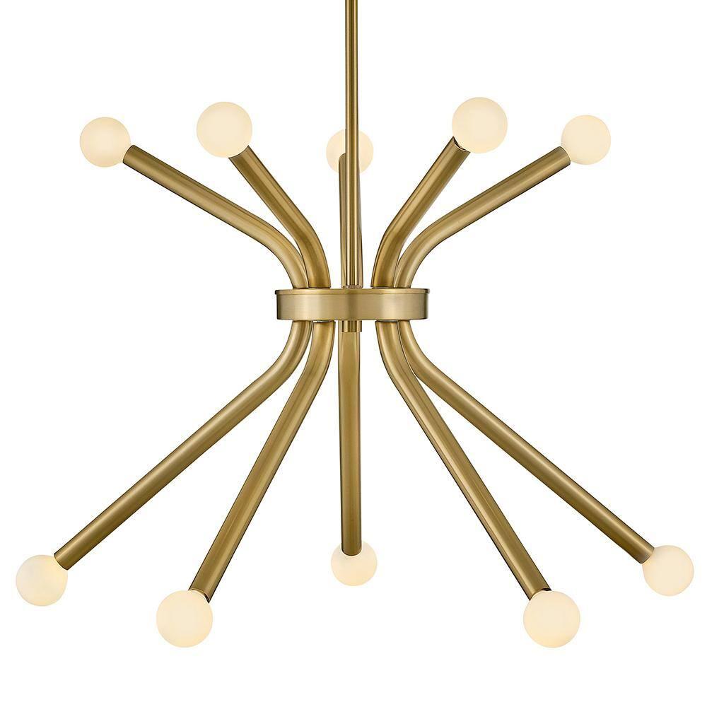 Lark Axton 10 - Light Chandelier in  Lacquered Brass