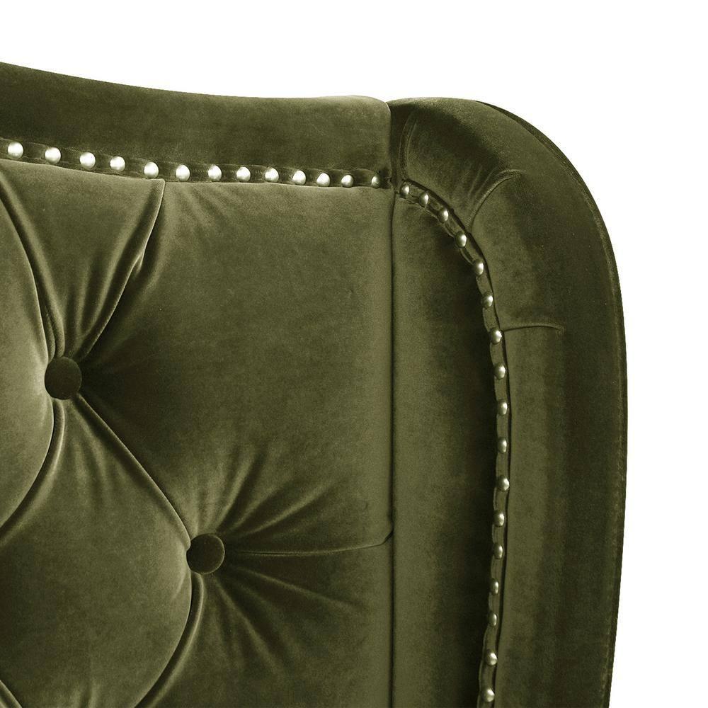 Jennifer Taylor Home Marcella Tufted Wingback Queen Bed Olive Green