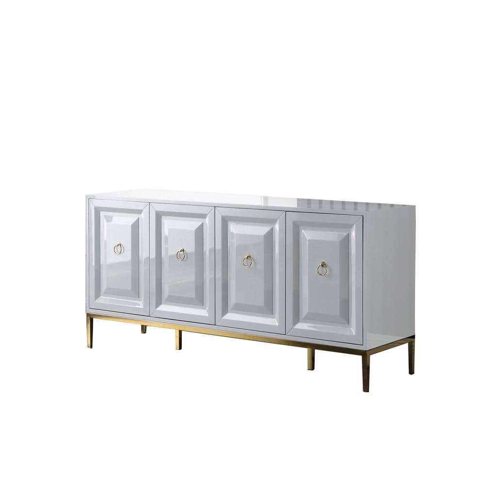 Best Master Furniture Sujay 65" Modern Wood Sideboard with Gold Accents in White