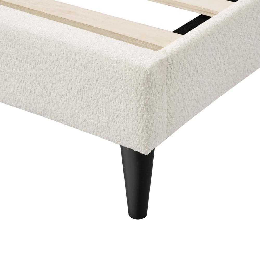 24/7 Shop At Home Queen Heartwild Modern Boucle Upholstered Wingback Platform Bed White