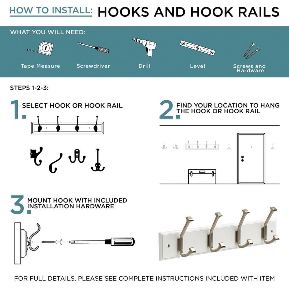 Liberty Hardware 129849 Four Hook Heavy Duty 18" Wide Coat And Hat Rack - White