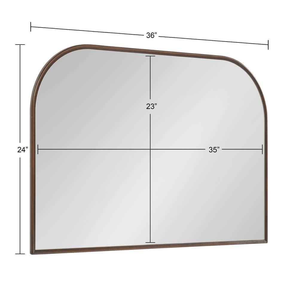 36" x 24" Caskill Framed Arch Wall Mirror Bronze - Kate & Laurel All Things Decor: Mantel Decor, No Assembly Required