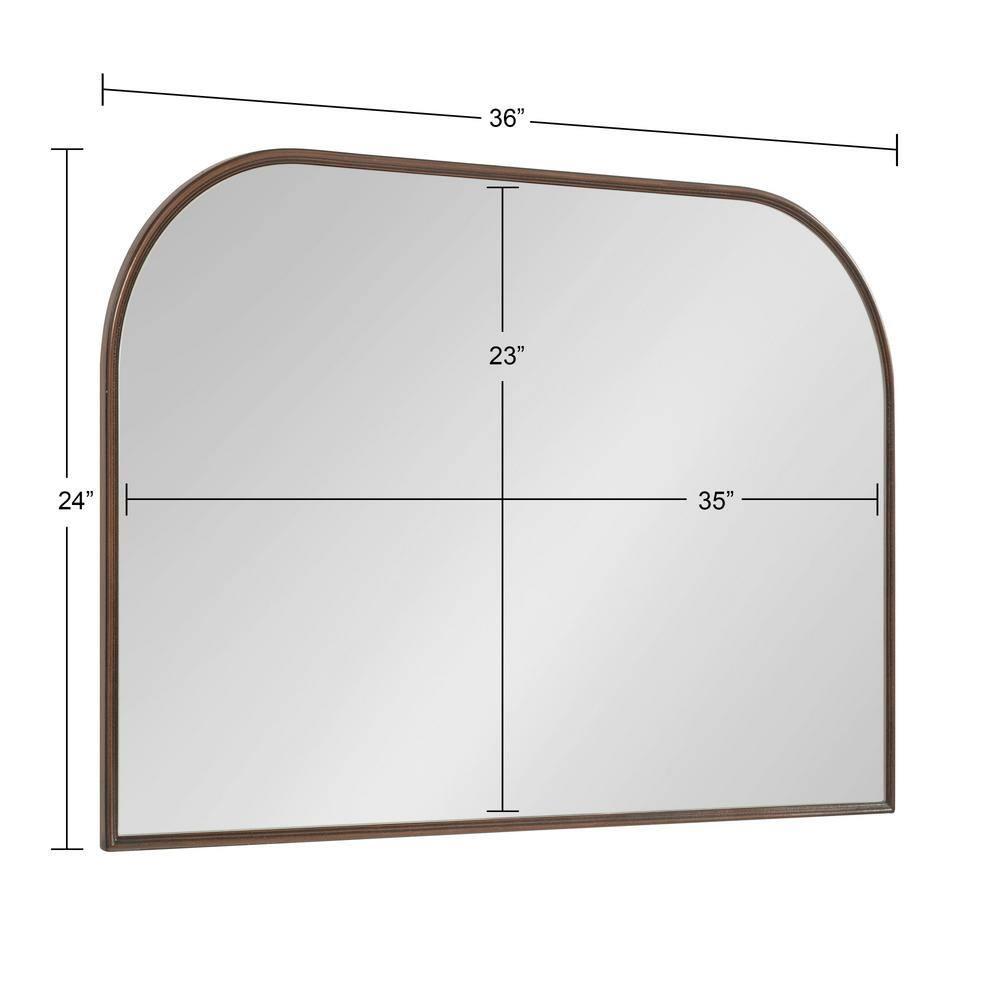 36" x 24" Caskill Framed Arch Wall Mirror Bronze - Kate & Laurel All Things Decor: Mantel Decor, No Assembly Required