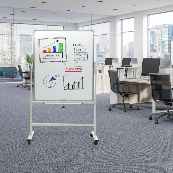Reversable Whiteboard on Wheels - 36"x 42" (White Frame)