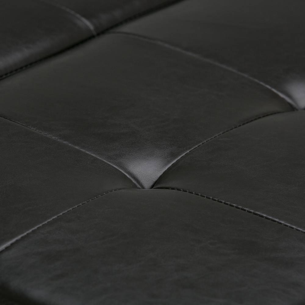 Simpli Home Dover 36"W Upholstered Square Coffee Table Storage Ottoman with Split Tufted Lift Top