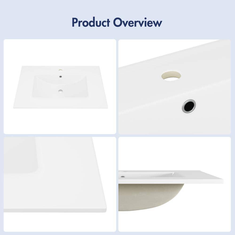 Eridanus Dayton 31" W x 22" D Vitreous China Vanity Top Sink in White with Single Faucet Hole (Sink Only)