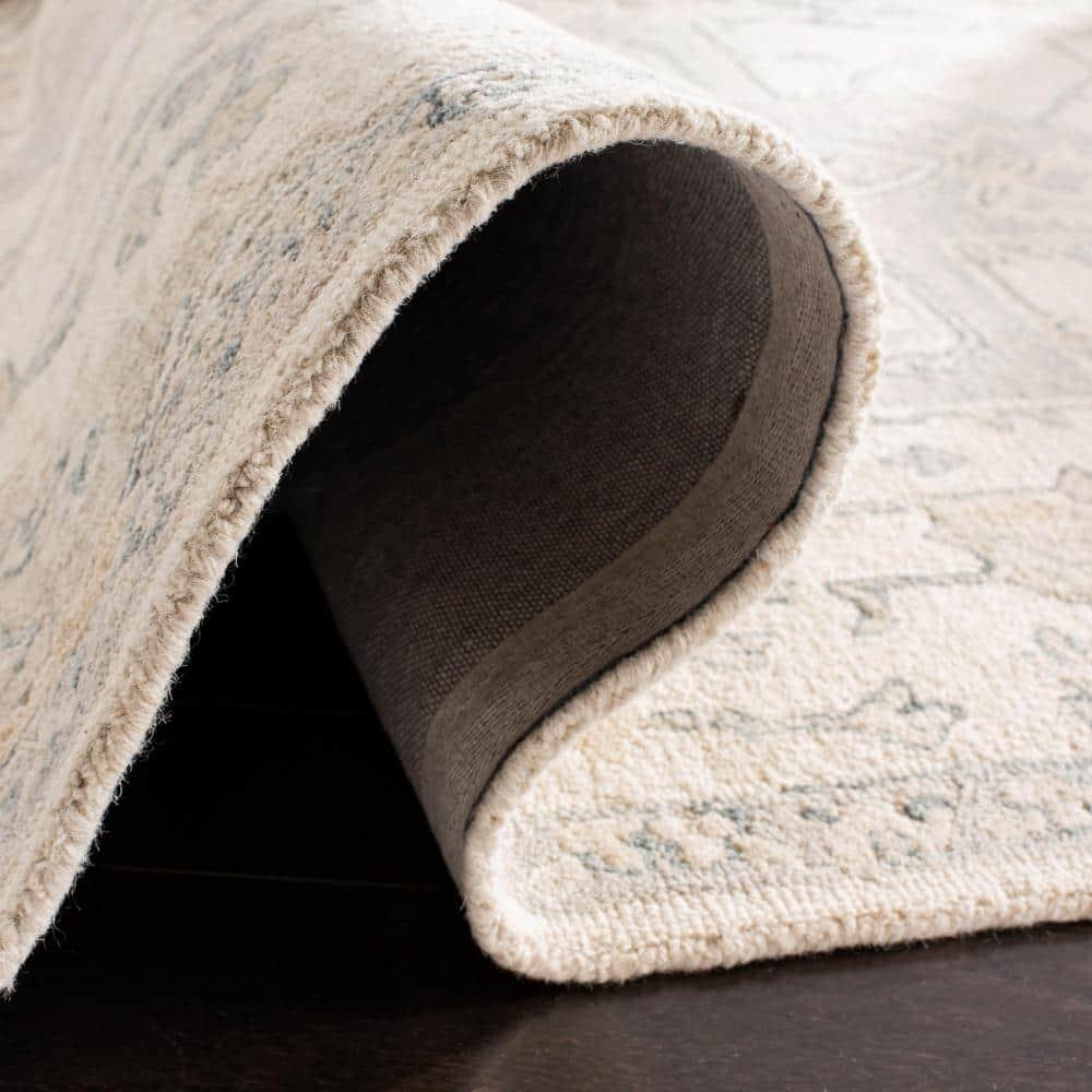 Ivory and Beige Handmade Tufted Wool Runner Rug