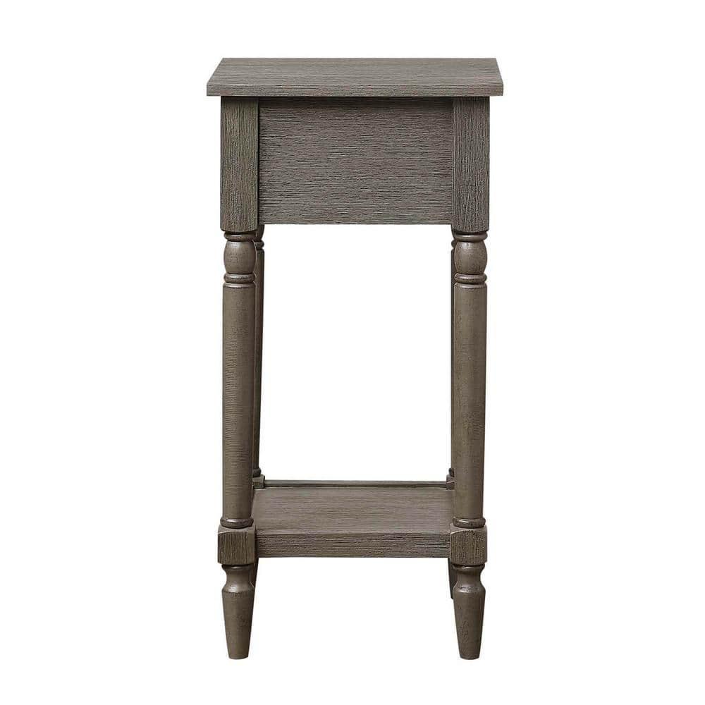 French Country Khloe 1 Drawer Accent Table with Shelf, Wirebrush Dark Gray