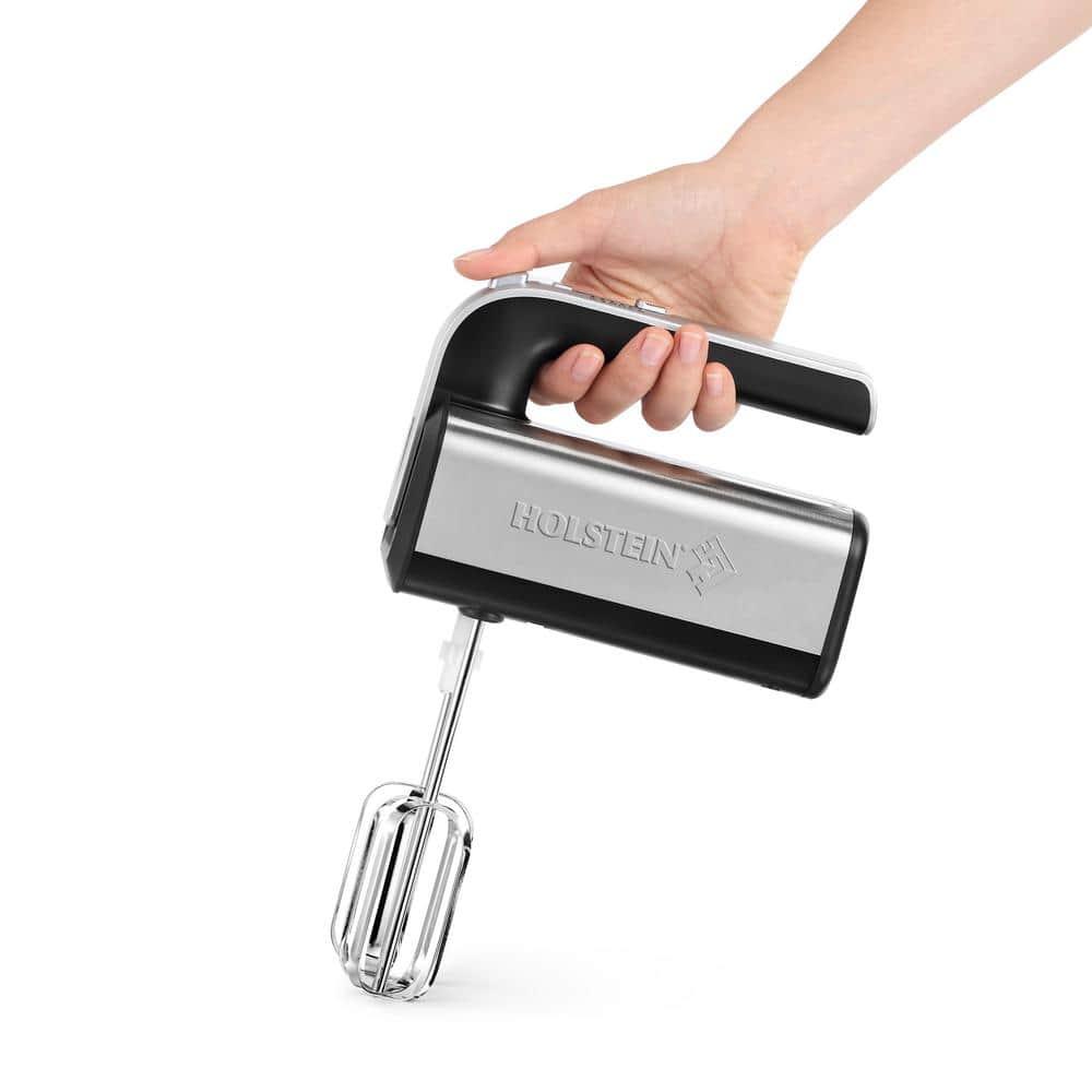 Holstein Housewares 2.9 QT 5-Speed Hand and Stand Mixer with LED Light, Black/Stainless Steel