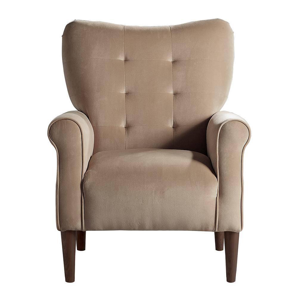 Lexicon Kyrie Solid Wood and Velvet Upholstered Accent Chair in Brown