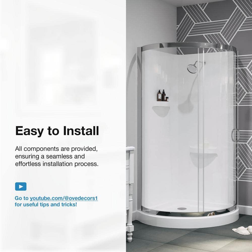 Breeze Premium 38 in. Corner Shower Sliding Door with Walls and Base Included, Clear Glass and Chrome Finish