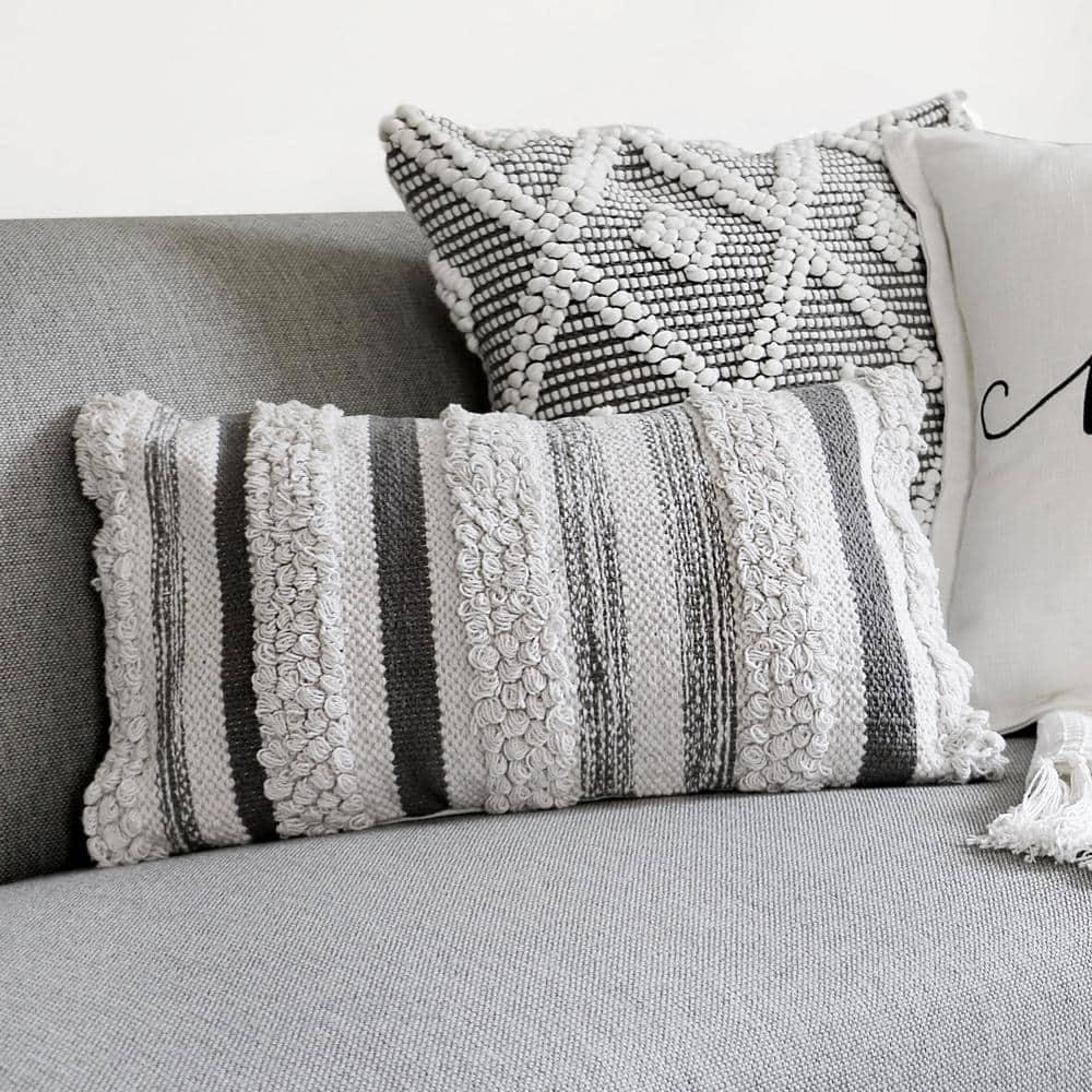 20"x20" Oversize Adelyn Family-Friendly Square Throw Pillow Cover Dark Gray - Lush Décor: Cotton, Zipper Closure, Machine Washable