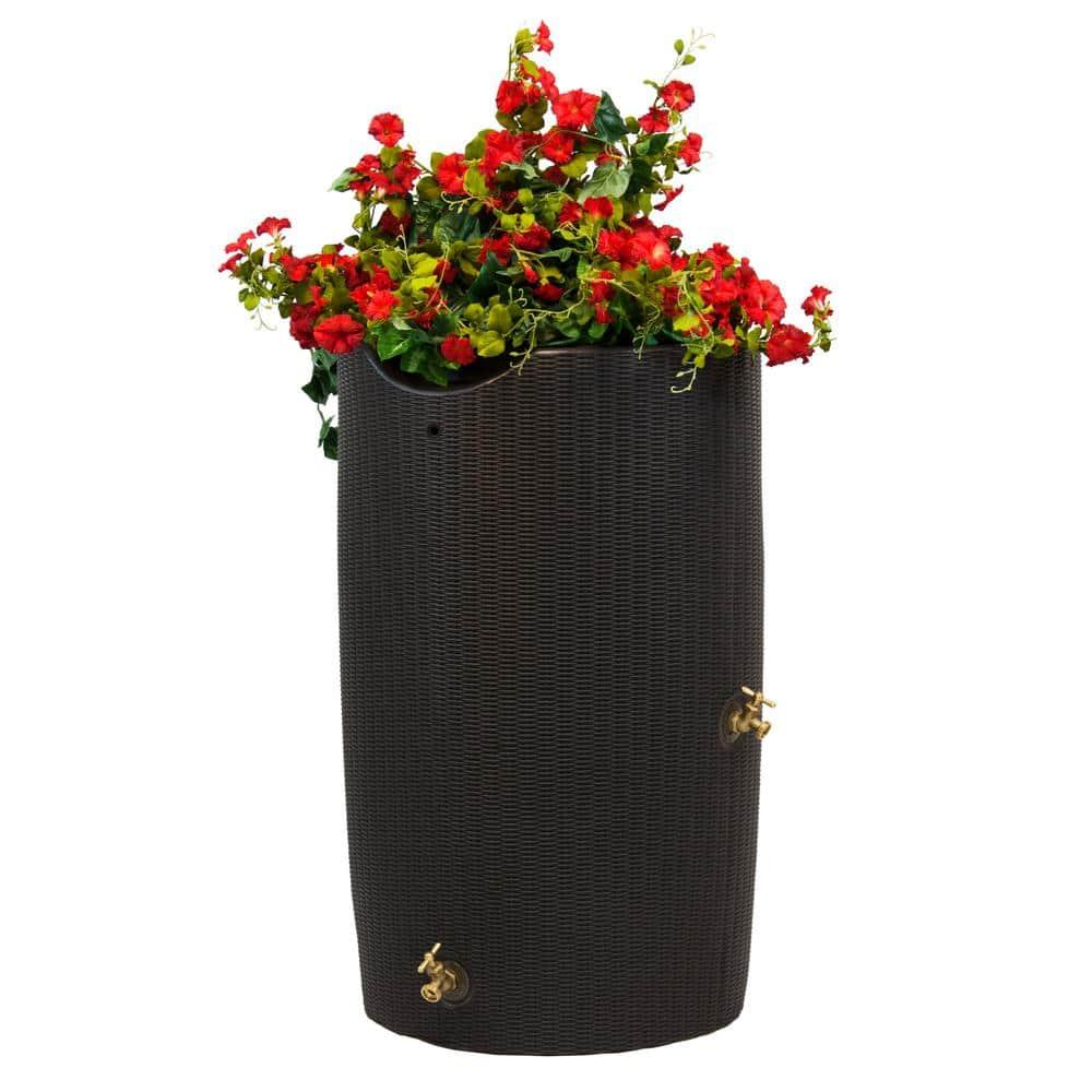 Good Ideas 50 Gallons Plastic Drainable Dual Overflow Planter Rain Barrel