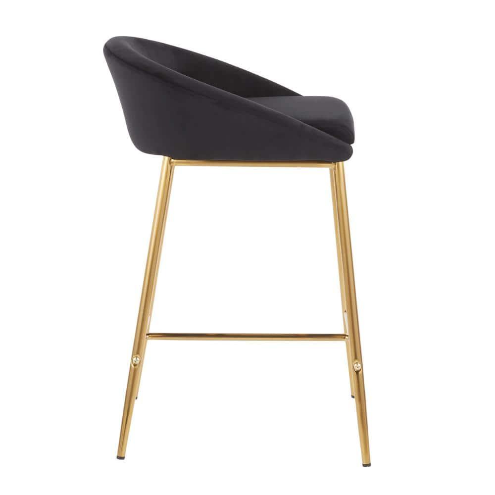 Wenty Glam Upholstered Counter Stool with Metal Frame (Set of 2)